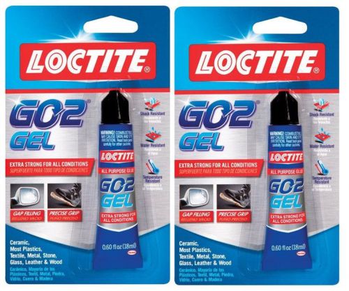 *2* loctite go2 gel adhesive glue all-purpose extra strong clear .60 oz 1832982 for sale