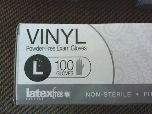 10 Boxes of 100 LARGE Vinyl Powder-Free Latex-Free Exam  1000 Total Gloves