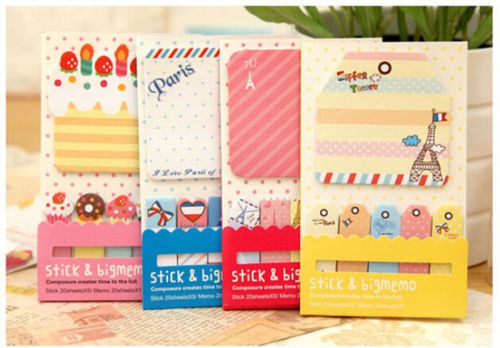 Cute 1+5 Sticker Paste Bookmark Marker Memo Post Flags Index Tab Sticky Notes RE