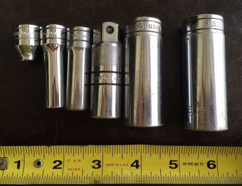 Snap on lot of 6: 3/8&#034; deep sockets &amp; 1 shallow: fs081 sfs121 141 241 261 s9706k for sale