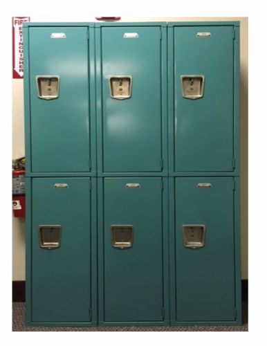 Penco 2 tier-3 wide grouping used locker blue finish 12&#034; w x 18&#034; d x 72&#034; h for sale