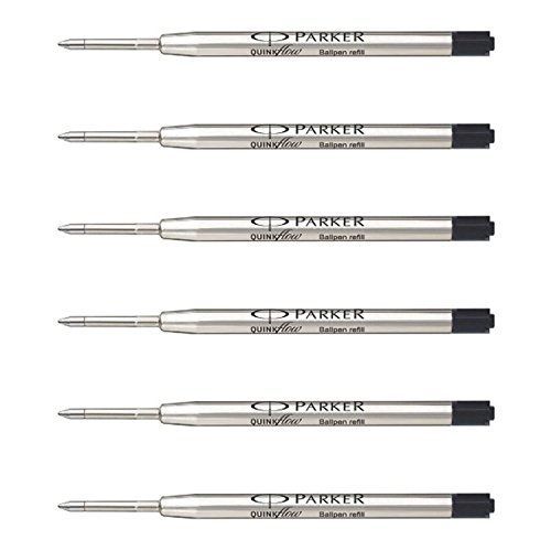 Parker quinkflow ink refill for ballpoint pens, fine point, black pack of 6 for sale