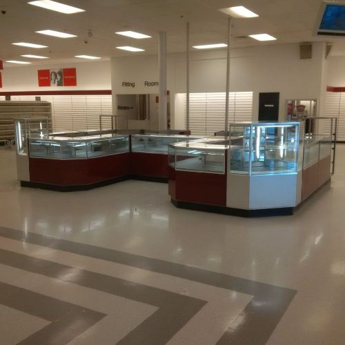 Glass jewelry showcase counter display cash wrap used store fixtures electronics for sale