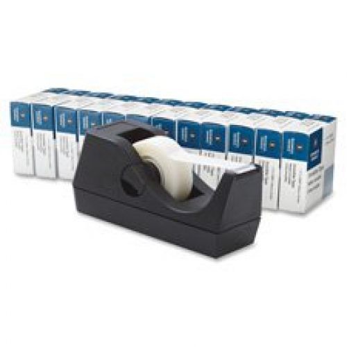 Business Source Value Pack Invisible Tape with Black Tape Dispenser, Pack of 12