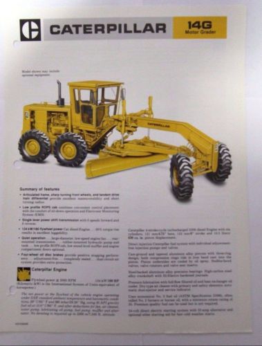 Caterpillar 14G Motor Grader Original Sales/specification Brochure