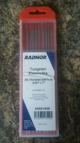Radnor Tungsten Electrodes 3/32&#034; X 7&#034; 10 Pack, Ground Annealed 64001958