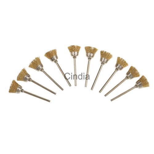 10pcs Mini Brass Wire Cup Wheel Brushes Rotary Grinder Accessory Cleaner