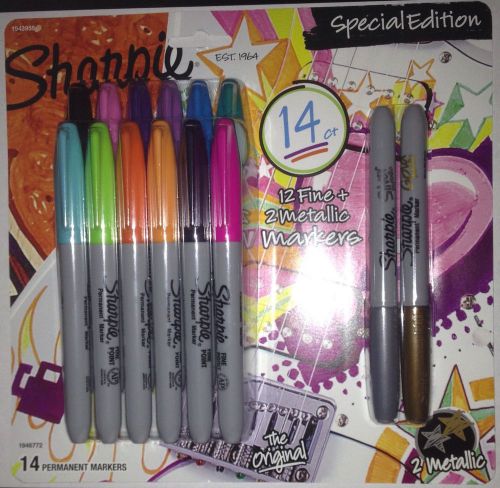 Sharpie 14-ct. special edition fine point markers 12 fine + 2 metallic markers for sale