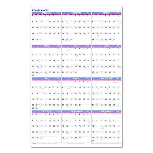 new AT-A-GLANCE Paper Wall Calendar 2017, Yearly, 24 x 36&#034;, NON-Erasable