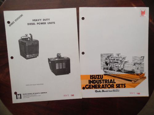 1980 isuzu industrial diesel engine generator sets catalog brochure lot vintage for sale