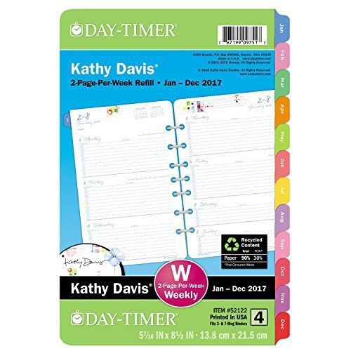Day-timer planner refill 2017, 2 page per week,  5-1/2 x 8-1/2&#034;, size 4, kathy for sale