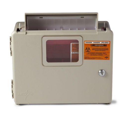 Medline MDS707953H Sharps Locking Cabinet for Biohazard Patient Room Sharps C...
