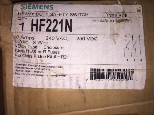 Siemens HF221N Heavy Duty Safety Switch New In Box