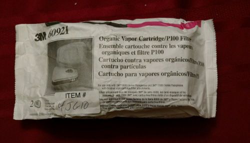 3M Organic Vapor Cartridge/Filter 60921, P100 Respiratory Protection (Pack of 2)