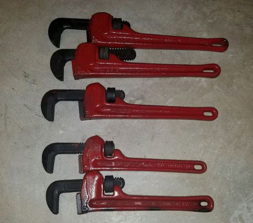 RIDGID PIPE WRENCH TWO,14, ONE 12, TWO 10, GOOD SHAPE.  FIVE TOTAL WRENCHES