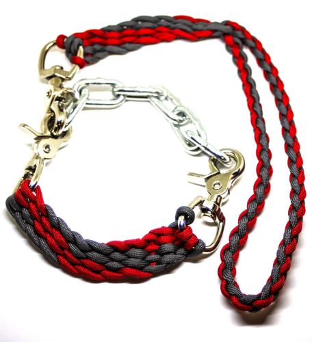 small goat show collar and lead red and grey