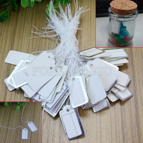 500x Strung Price Ticket Tags Labels Retail Silver Border Clothing Sticker Tie