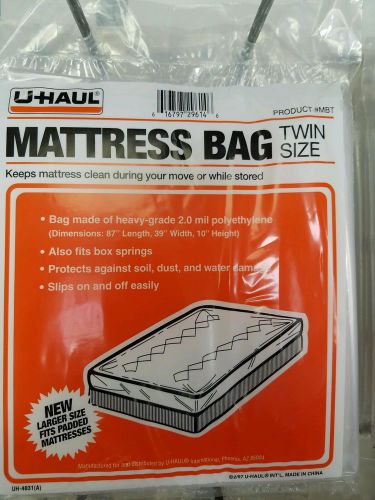 New in Package U-HAUL Moving Twin Size Mattress Bag Plastic Cover