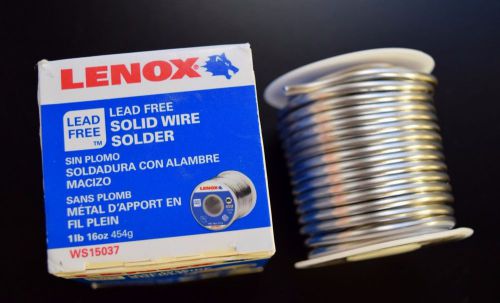 Lenox Premium Quality Lead Free Solid Wire Solder WS15037 .118&#034; 1 lb. Easy Flow
