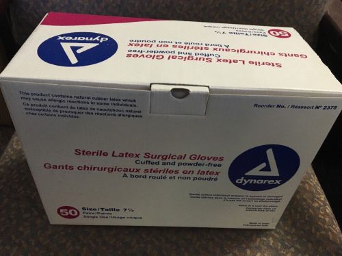 Sterile Surg Gloves Powder Free Latex sz 7 1/2 Dynarex 2375 NEW - 50pairs