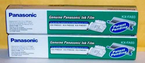 TWO Genuine PANASONIC FAX Film Ink KX-FA93 Brand New In Sealed  Boxes