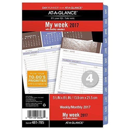At-A-Glance Day Runner Weekly / Monthly Planner Refill 2017, Loose-Leaf, 5-1/2 x