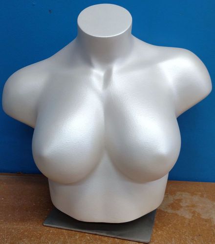 Clean Mannequin Full Figure Women Upper Torso Breast w/Stand - Fiberglass White