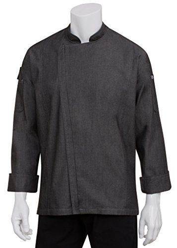 Chef Works EXDZ001-BLK-S Denim Jacket with Zipper, Small, Black