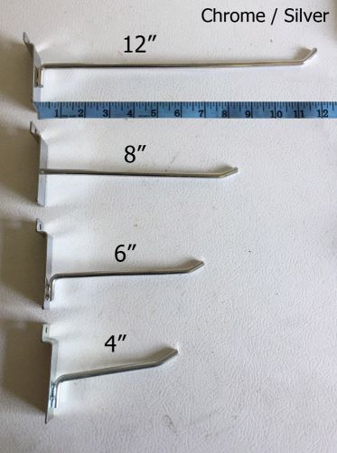 Set of 20 Metal Slatwall Hooks Silver/ chrome, White, Black Heavy Duty all sizes