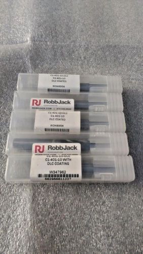 Lot of 5 robbjack c1-401-10 dlc carbide end mill robb jack coated for sale
