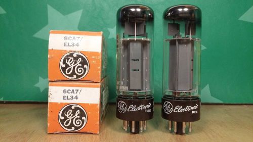 Matched Pair of GE (Mullard) 6CA7 EL34 NOS NIB Xf2 Vacuum Tubes - Same Dates