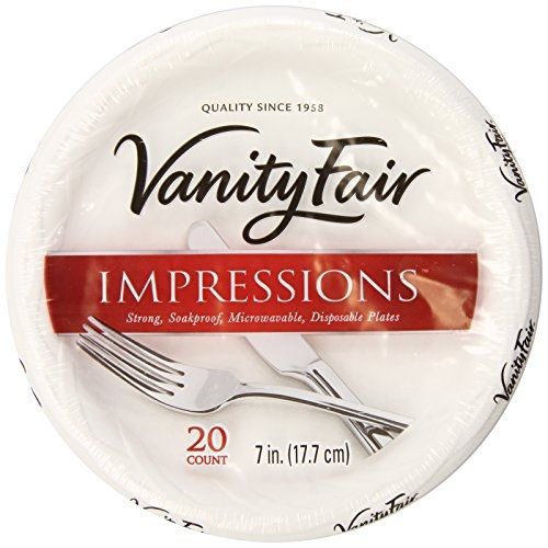 Vanity Fair 7 Inch Disposable Plates, 20 Count (Pack of 3)