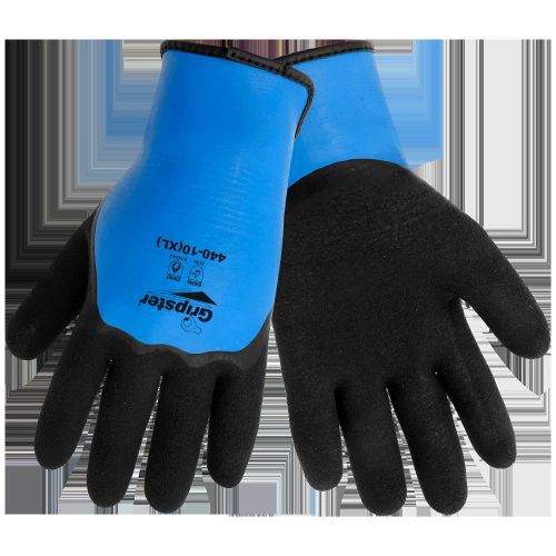 Global Glove 400  Gripster Rubber Winter Gloves BLUE/Black NEW WARM LATEX DIP