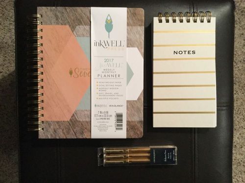 InkWell Press Weekly/Monthly Vertical 2017 LiveWell Planner, Layered Hexagon ++