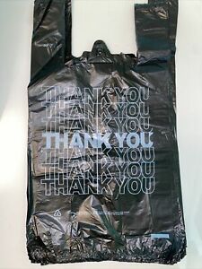 BLACK T Shirt Grocery Store Carry Out Plastic Shopping Bags - 1000 ct. Case 15x9