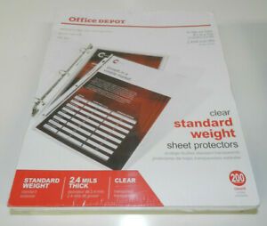 Office Depot 2.4mil standard Weight Sheet Protectors 8 1/2&#034; x 11&#034; Clear 200-Pack