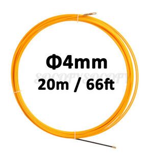 4mm x 20M Fiberglass Cable Push Pullers Fish Tape Reel Wall Wire Conduit Yellow