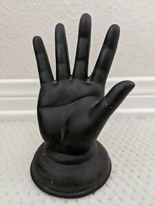 Vtg Vintage Ceramic Matte Black hand display for rings or hang on wall for keys