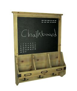 Rustic French Farmhouse Style Wooden Chalkboard Mail Center Organizer Key Rack