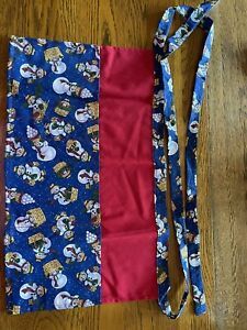 4 pocket waist server apron Red &amp; Blue With Snowmen