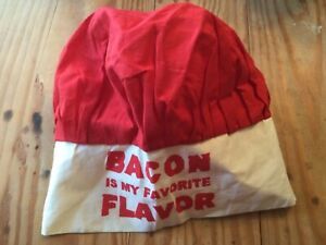 BACON IS MY FAVORITE FLAVOR Lightweight Cloth Adjustable Size Red Top Chef’s HAT