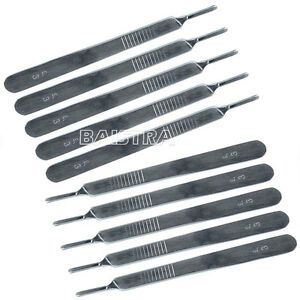 10X Dental Stainless Steel Scalpel Handle 3# for Surgical Blades 10# 11# 12# 15#