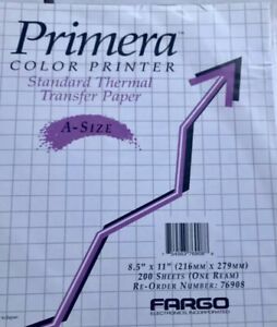 FARGO 200 Sheet Thermal Transfer Paper for Primera dye-sub Color printer 11”X8”