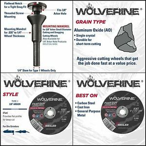 Weiler Die Grinder Cut Off Wheel and Mandrel Kit