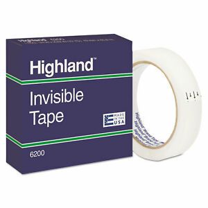 Highland Invisible Permanent Mending Tape, 3&#034; Core, 0.75&#034; x 72 yds, Clear