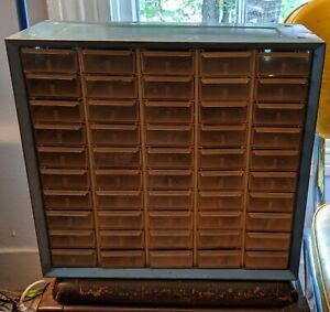 Vintage 50 Drawer Metal Akro Mills Small Parts Storage Organizer Cabinet Bin