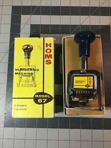 Rare Vintage HOMS Numbering Machine Stamp Model 67 Self Inking JAPAN w Box