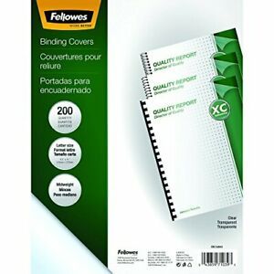 Fellowes Crystals Clear PVC Binding Covers 8mil Letter 200 Pack 5204303
