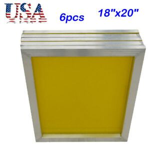 6pcs 18&#034;x20&#034; Aluminum Screen Printing Frames With 305 Yellow Mesh Count New