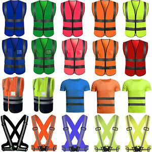 Hi Vis Viz Safety Vest Waistcoat High Visibility Reflective Top T Shirt Belt Tee